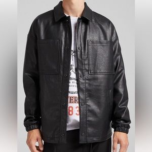 Men’s Bershka Overshirt in black faux leather ( fits like a medium)